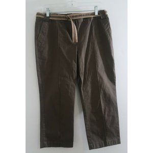 Axcess Liz Claiborne Stretch Cropped PANTS Women's Size 6 Brown w/Belt